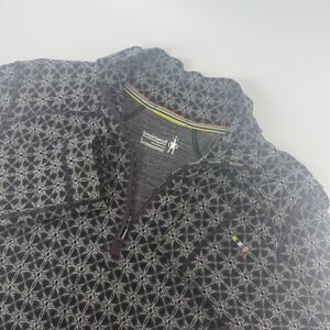 Smartwool Merino 250 Base Layer 1/4 Zip Womens Large Black Geometric Wool Top